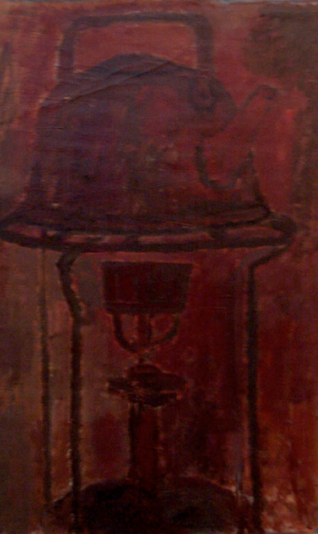 Red tea kettle on Primus