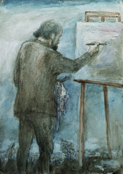 Self-portrait with easel - standing