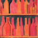 Red bottles on a black background