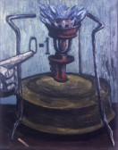 Primus stove on a green background