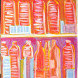 Red bottles on a red background
